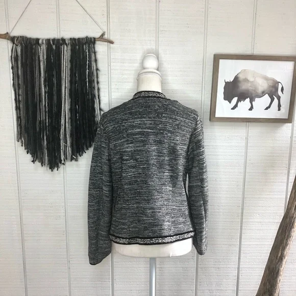 Talbots black and gray marled open front blazer - Picture 4 of 7